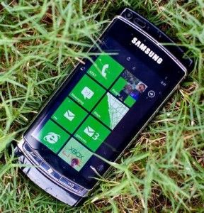 Windows phone in the grass