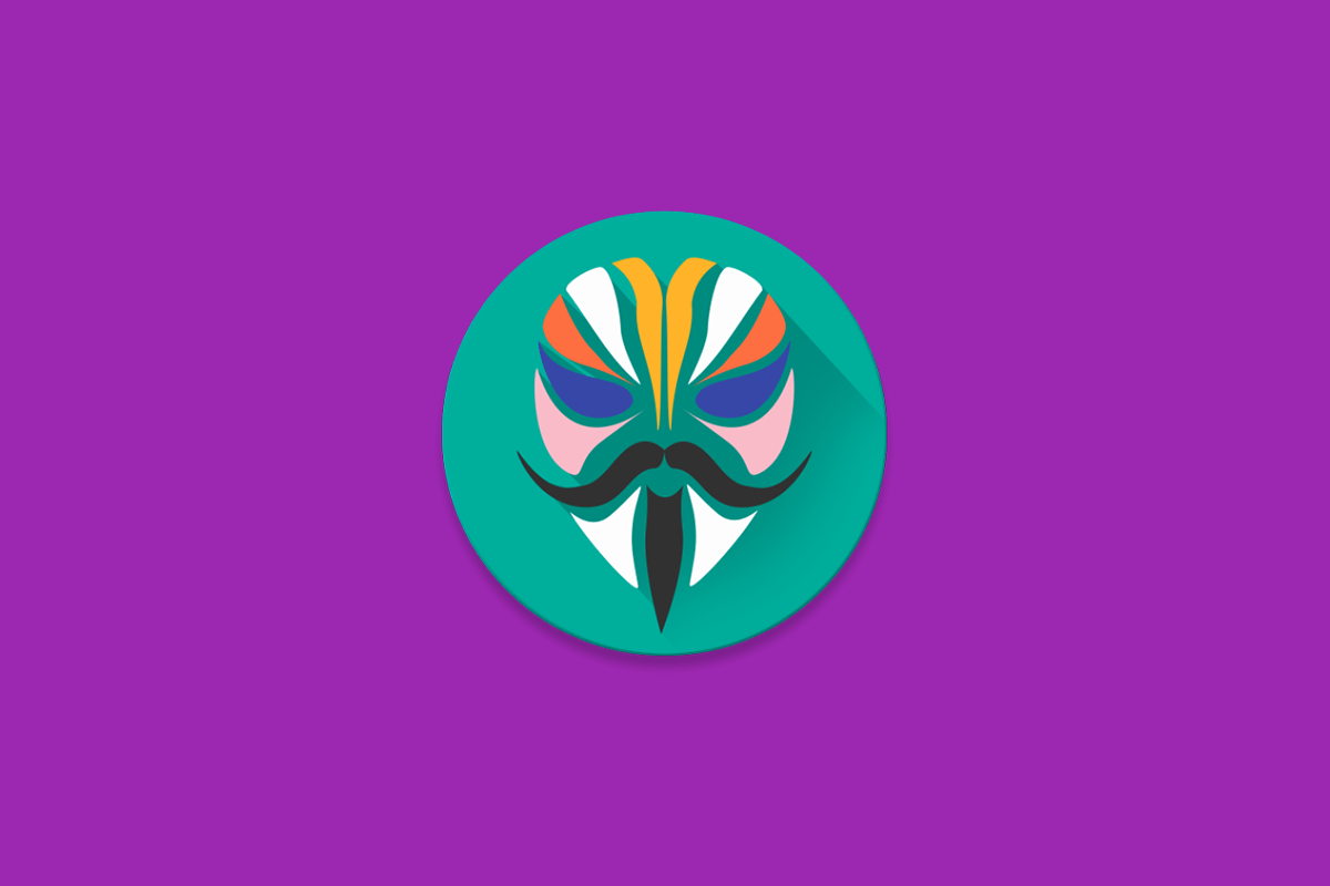 Magisk logo on purple background Magisk v21.2