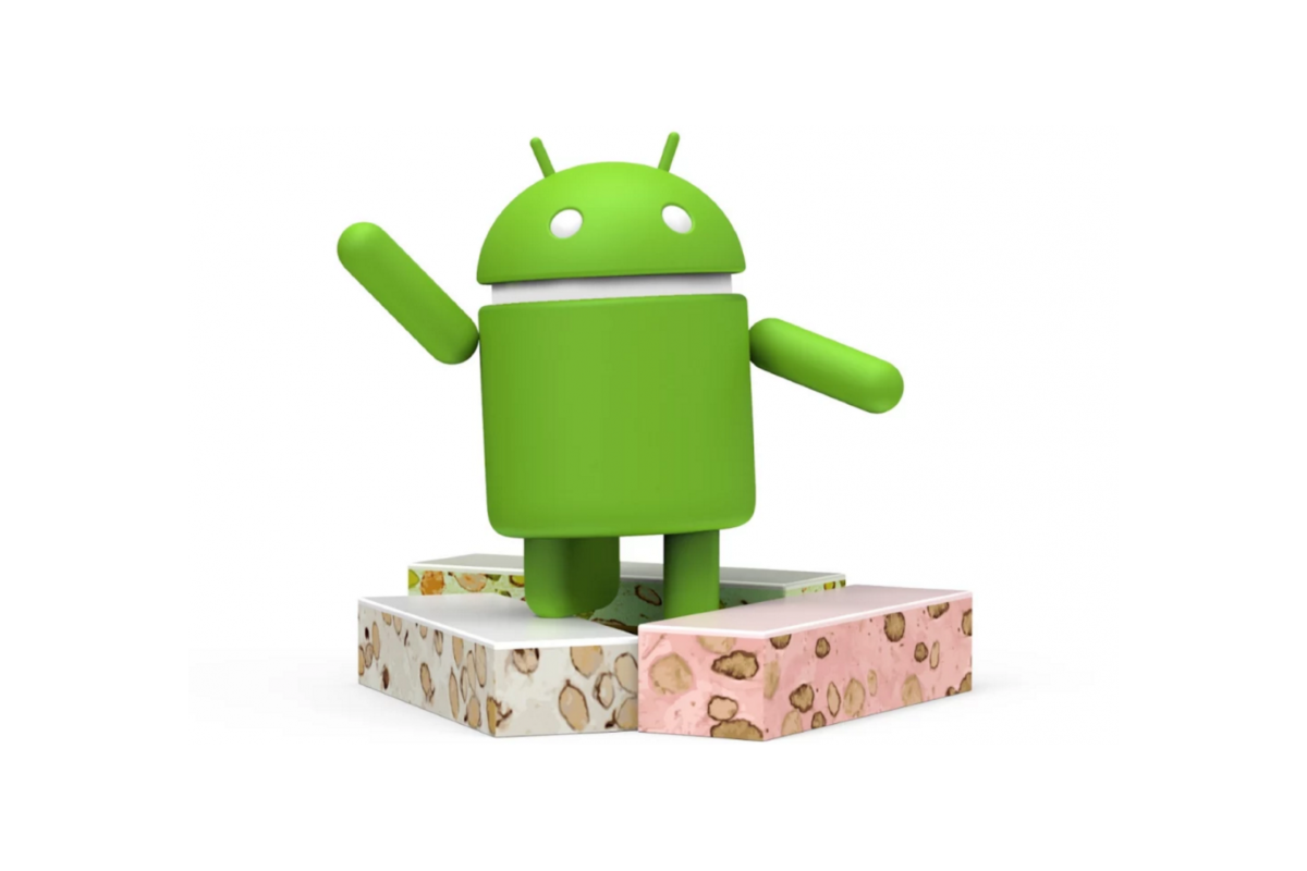Android 7.0 Nougat mascot on white background
