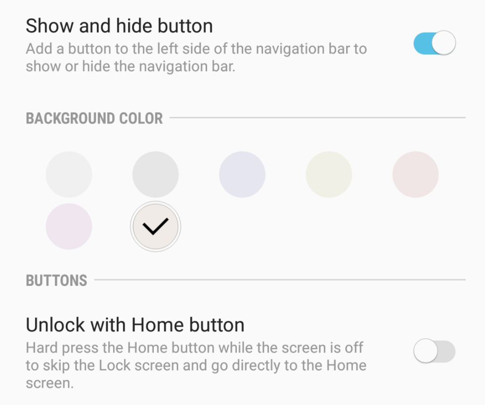 Galaxy S8 navigation bar color