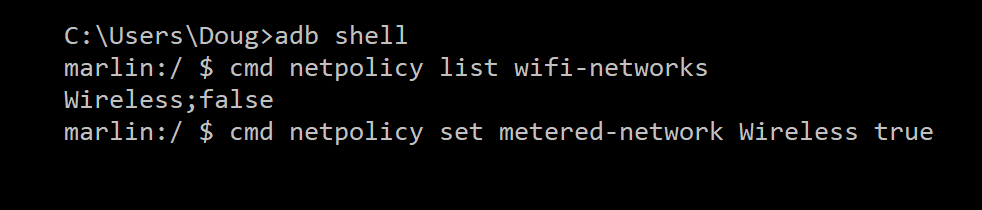 wifi network metered set