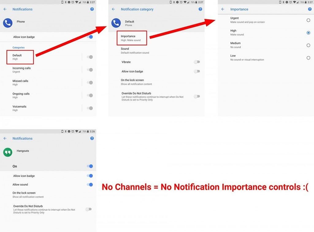 Missing Notification Importance Controls