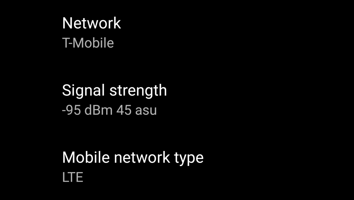 Android P Signal Strength