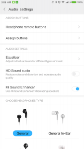 Xiaomi Mi Note 2 Audio Settings
