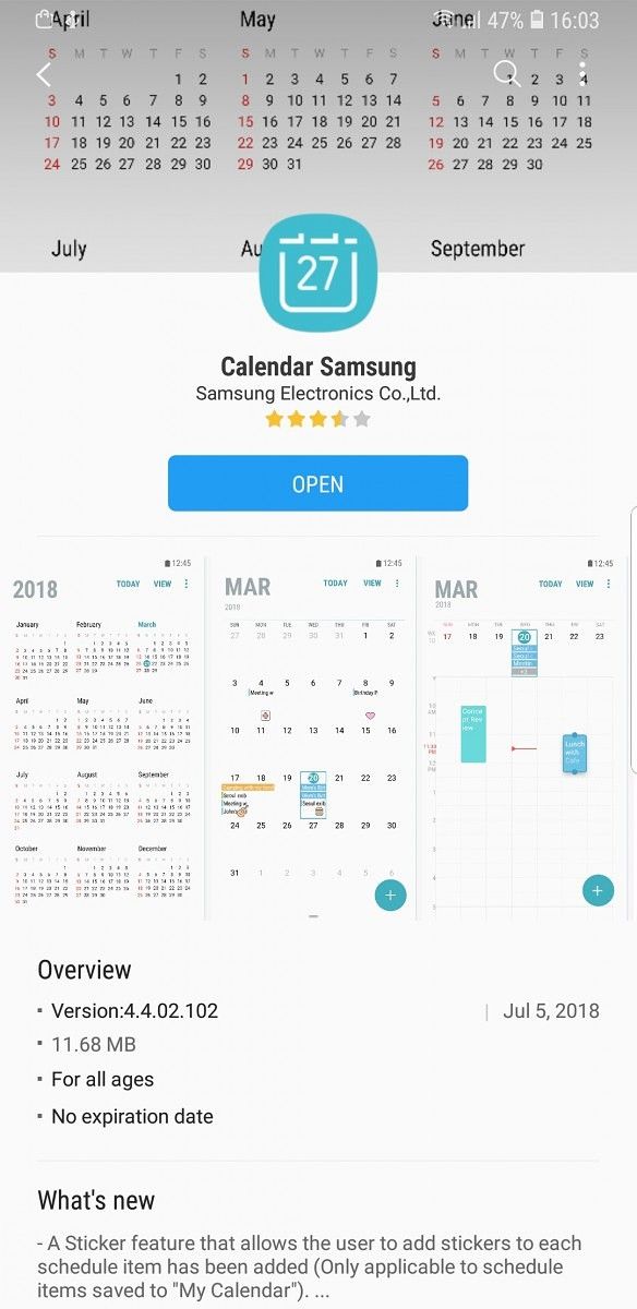 Samsung Calendar update brings stickers to the Samsung Galaxy S8/Galaxy