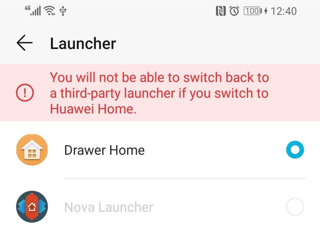 Huawei EMUI 9 blocking launchers in China