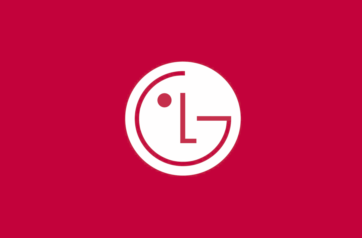 LG logo on red background