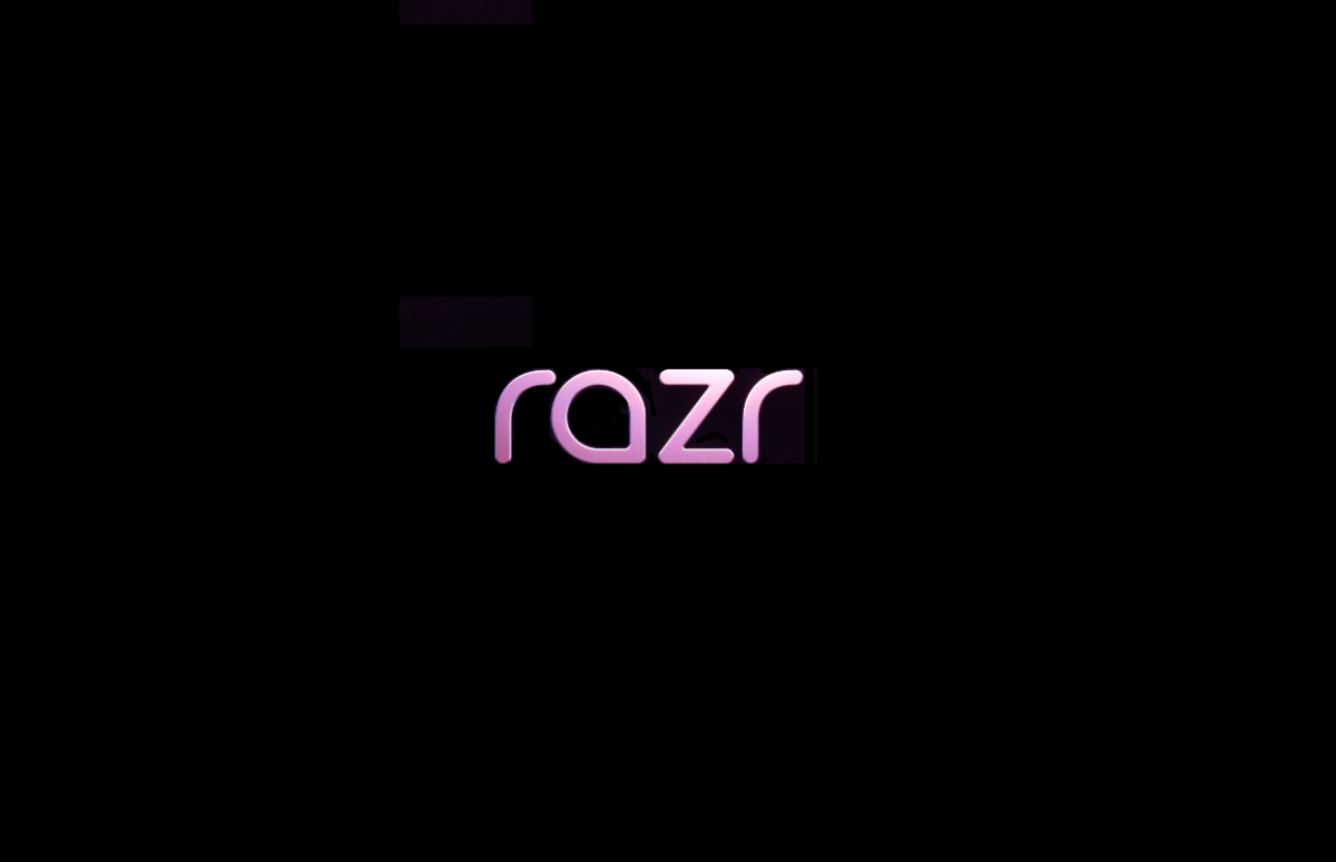 Motorola Razr logo on black background.