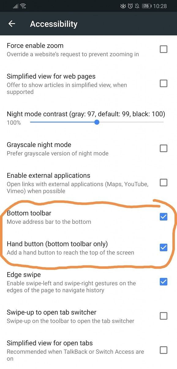 Kiwi Browser gets updated with a reachability button for better one