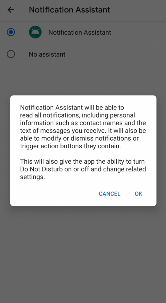 Notification Assistant in Android Q