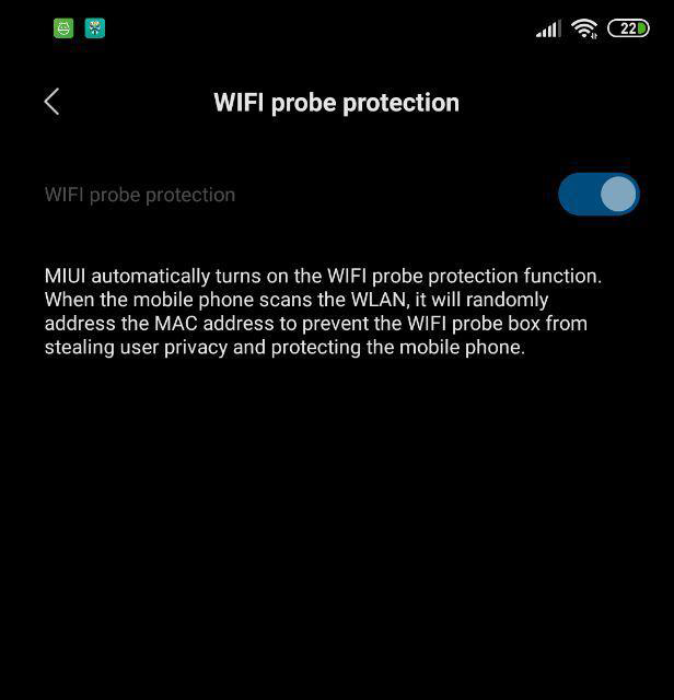 miui 10 wi-fi probe protection
