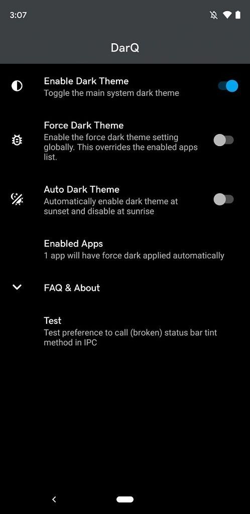 Android Q DarQ app