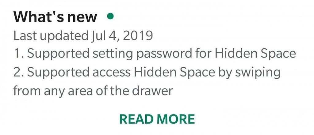OnePlus Launcher hidden space password