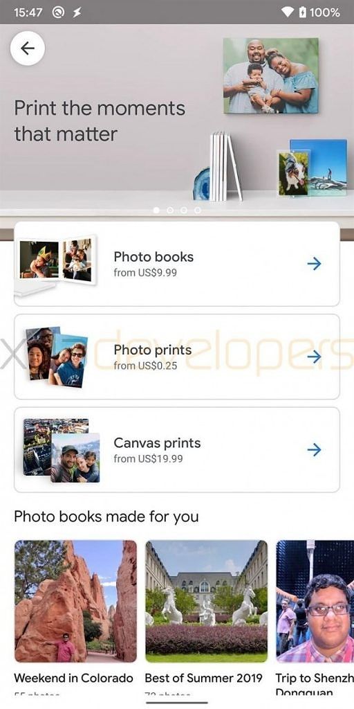 Google Photos new printing UI