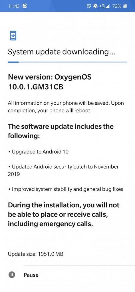 OxygenOS 10 Android 10 update for the T-Mobile OnePlus 7 Pro