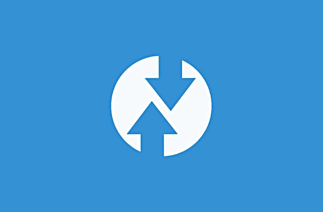 TWRP logo on blue background