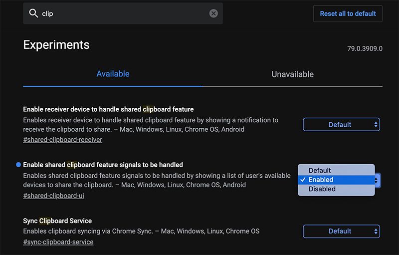 Google Chrome Canary's Shared Clipboard copies text from PC to Android