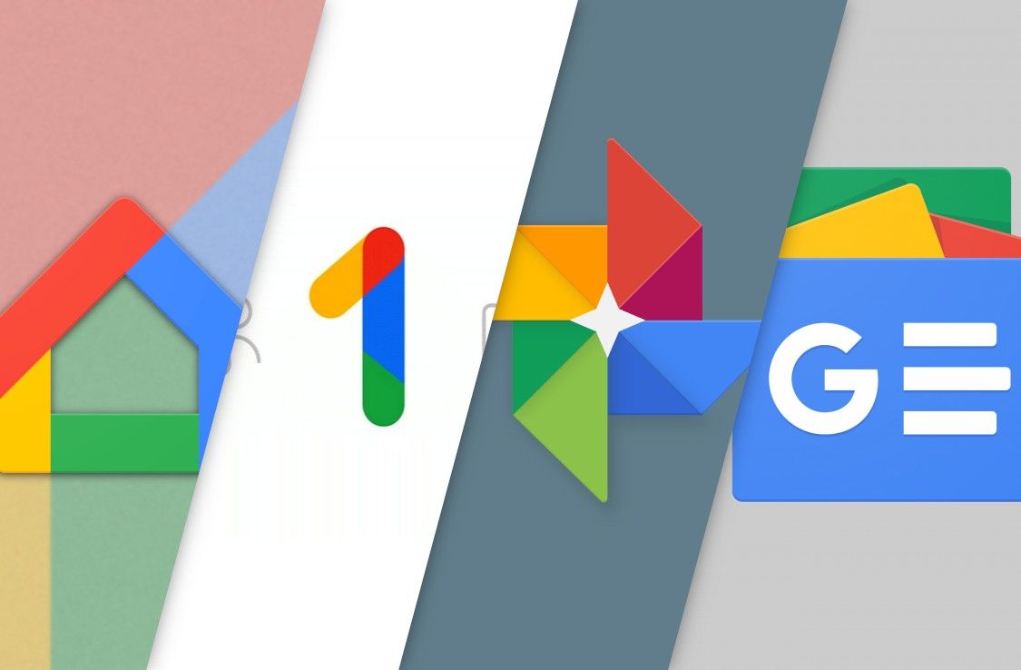 Google Home, Google Photos, Google One, and Google News