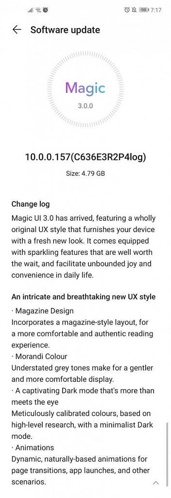Magic UI 3.0 Update Honor View 20