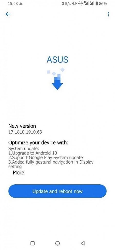ASUS ZenFone 6 Android 10 OTA update