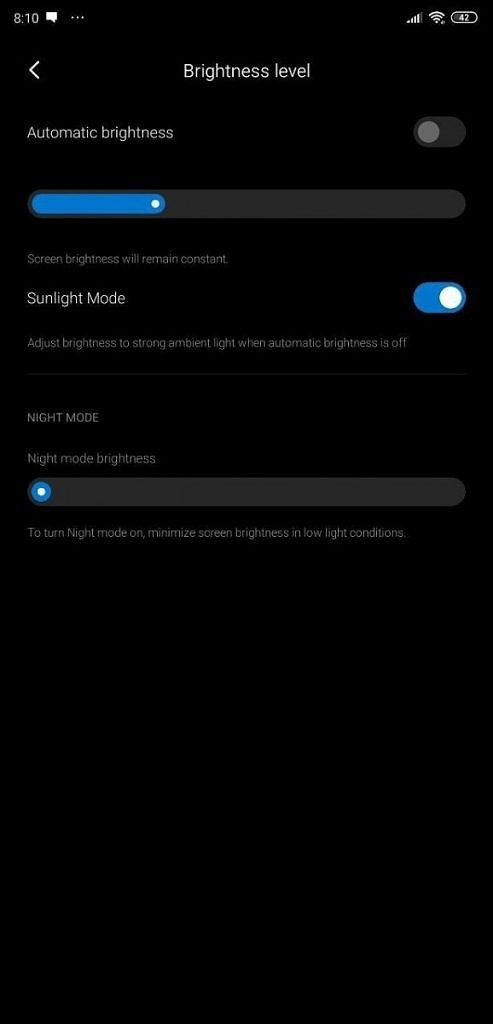 MIUI 11 Sunlight Mode