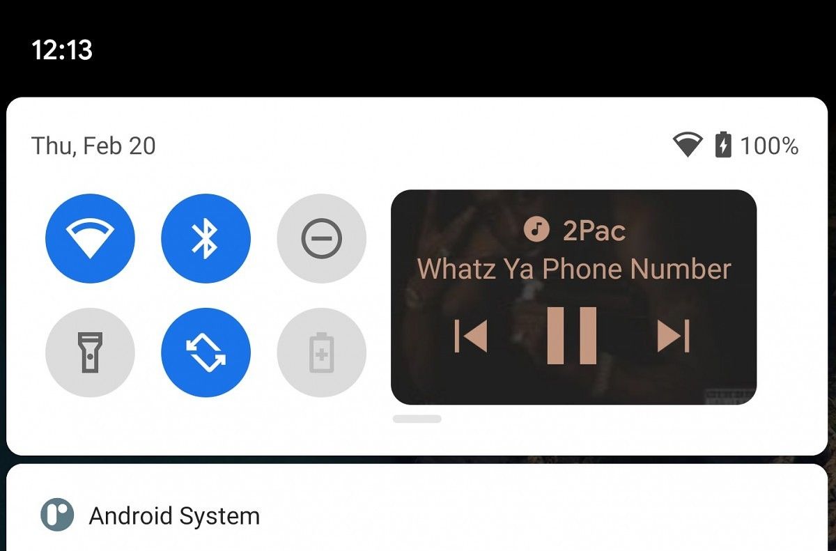 Android 11 Music Player Quick Settings