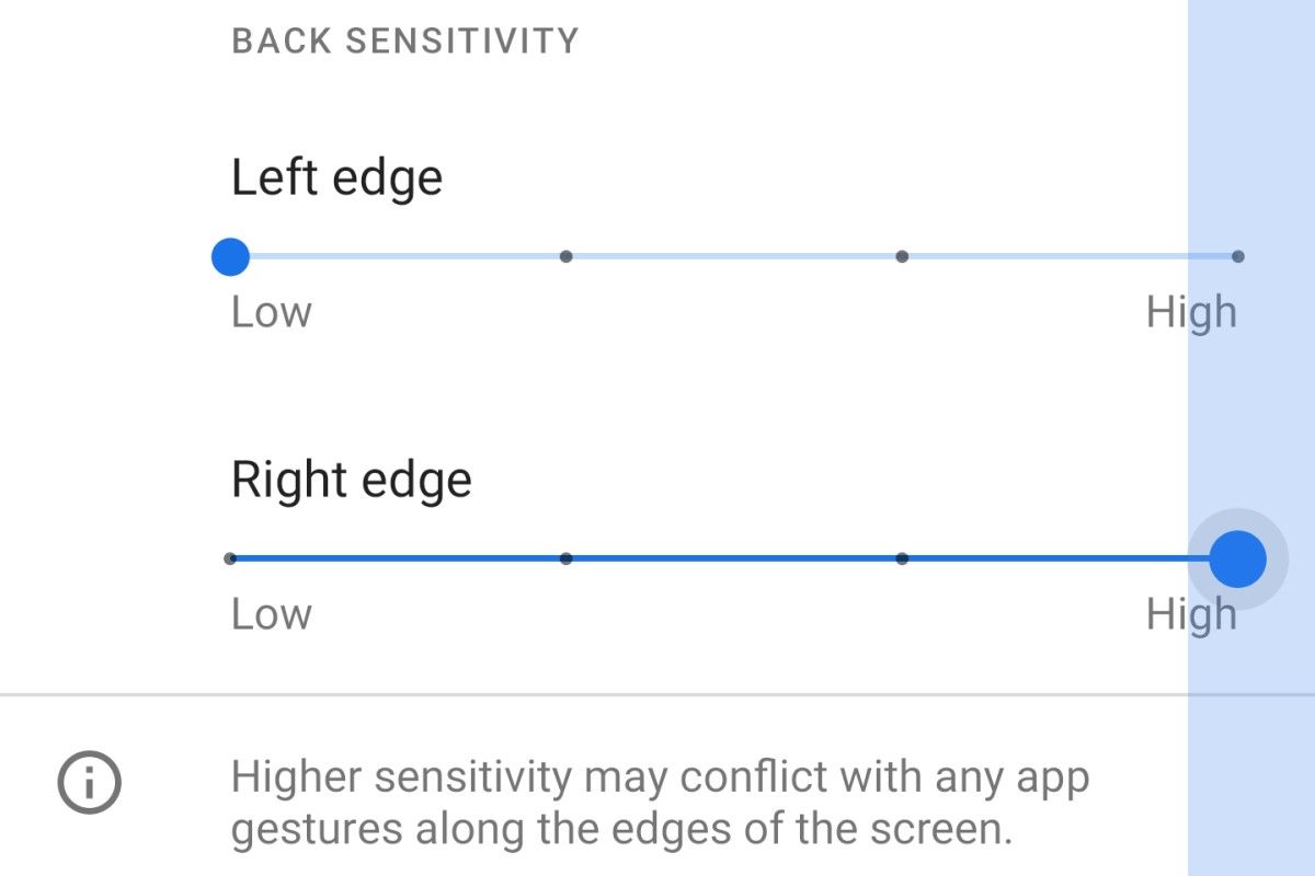 Android 11 Gesture Sensitivity