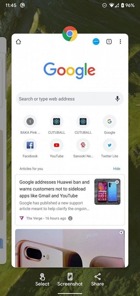 Pixel Launcher recent apps overview test in Android 11 DP1
