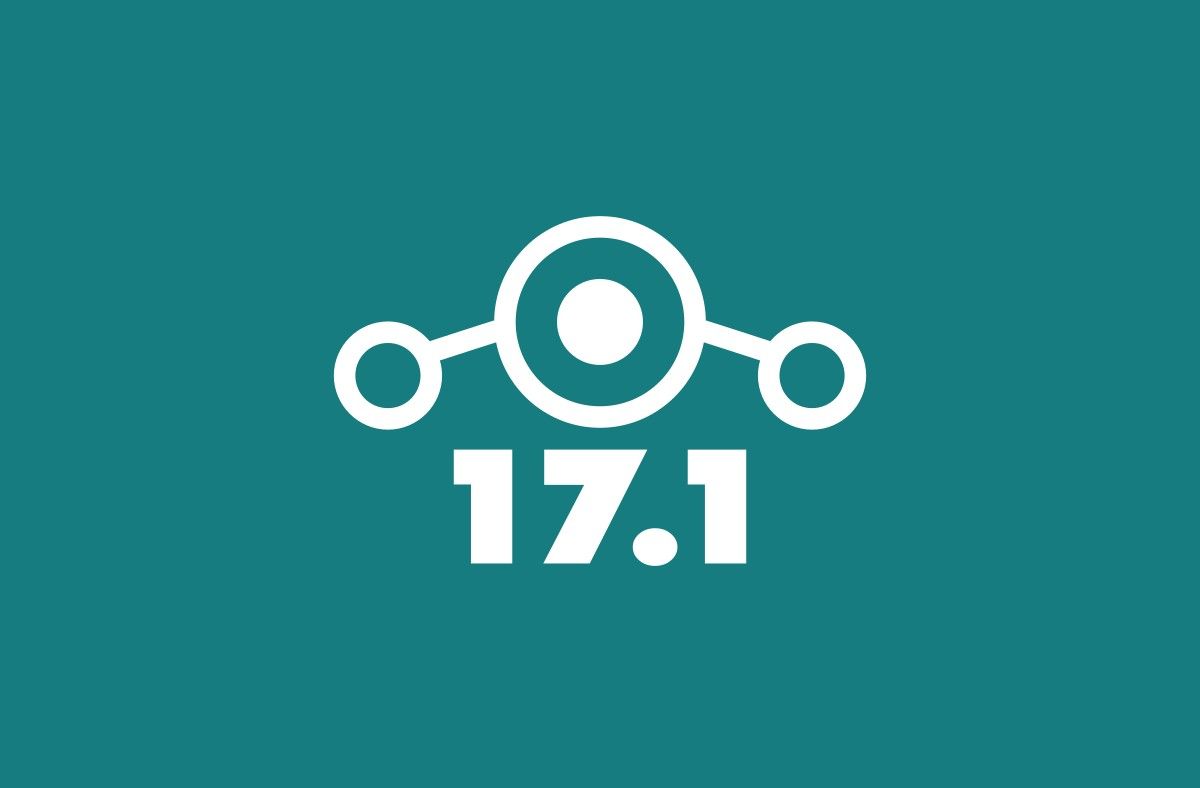 LineageOS 17.1 logo on blue background