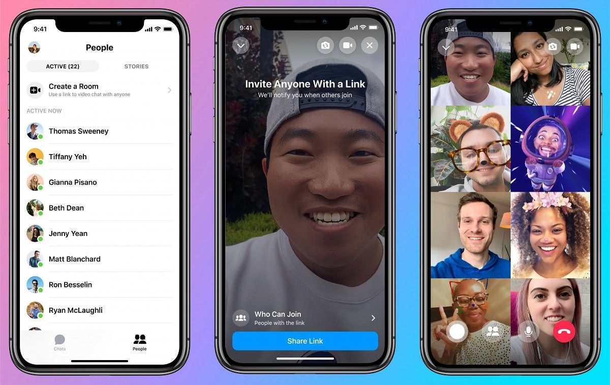 Facebook Messenger Rooms group video call chat