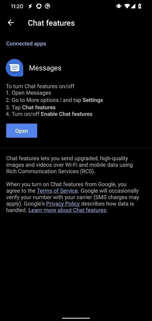 google play services chat features rcs