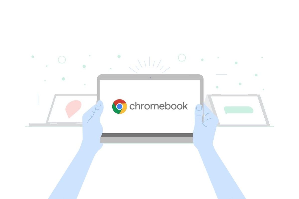 Google Chromebook Chrome OS 86 on white background