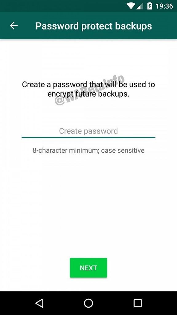whatsapp beta backup password