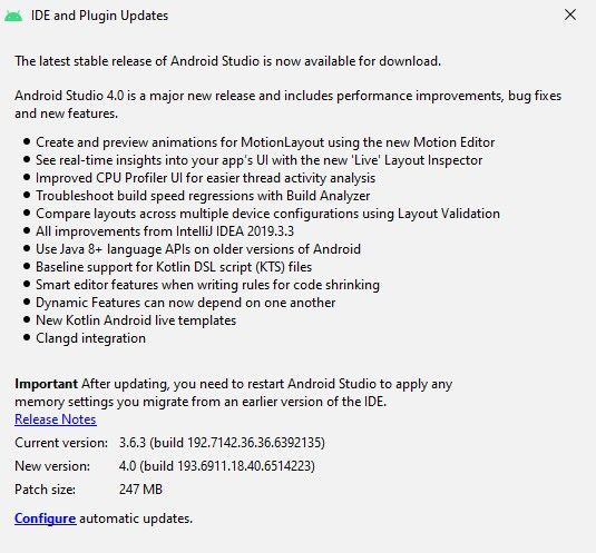 Android Studio 4.0 changelog