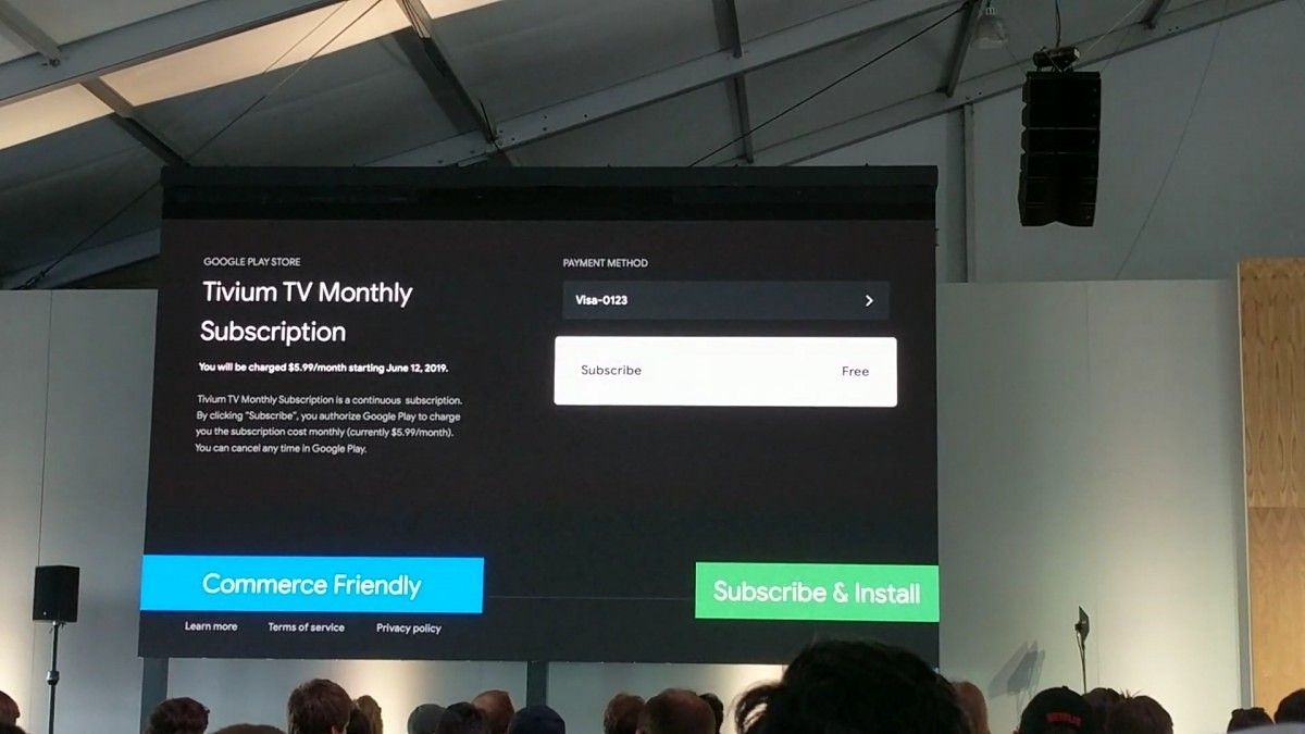 Android TV one-click subscriptions on Google Play Store