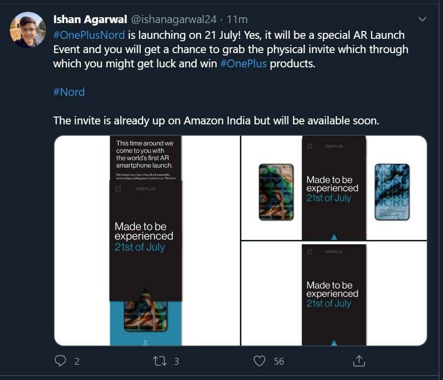 OnePlus Nord Ishan Agarwal 21 July launch