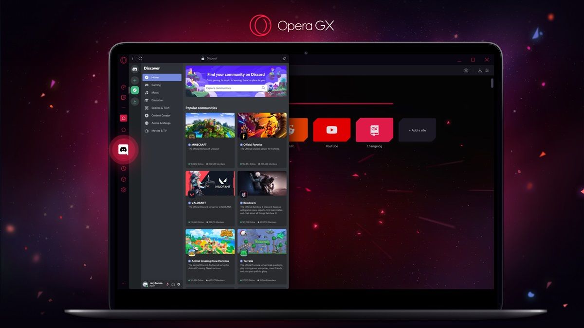 opera gx gaming browser discord server