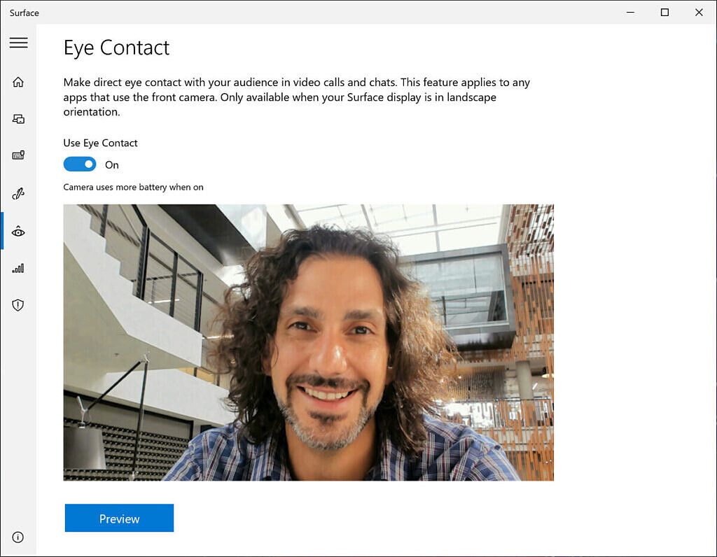 Microsoft Surface Pro X Eye Contact feature