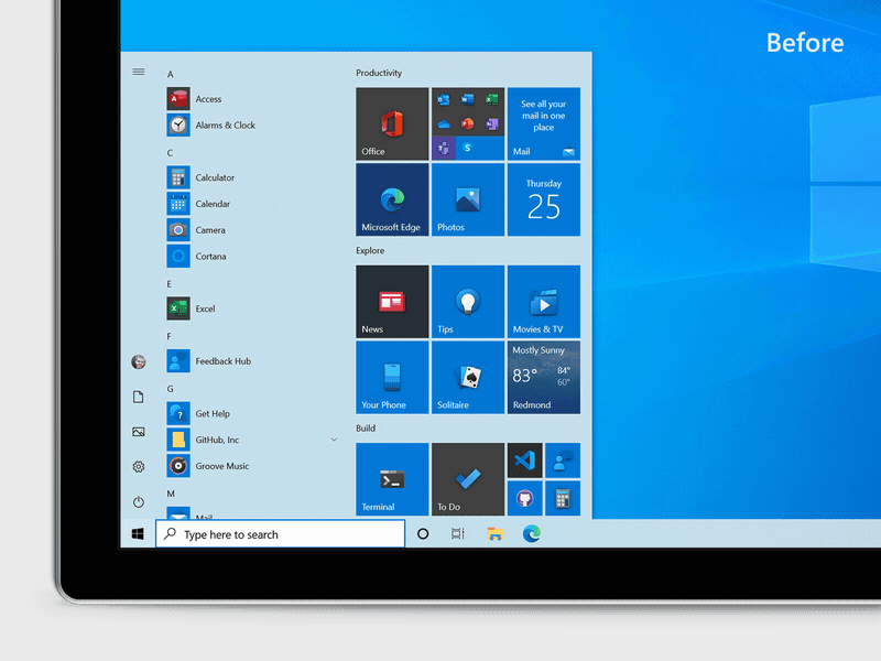 windows 10 insider preview start menu