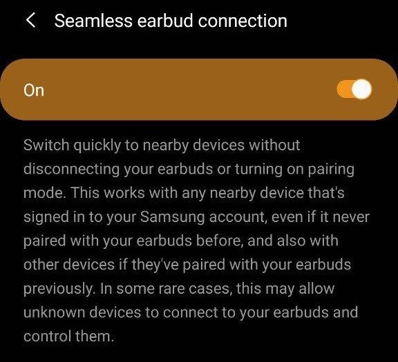 Galaxy Buds Live seamless earbud connection