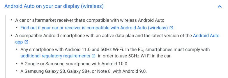 Android Auto wireless Android 11