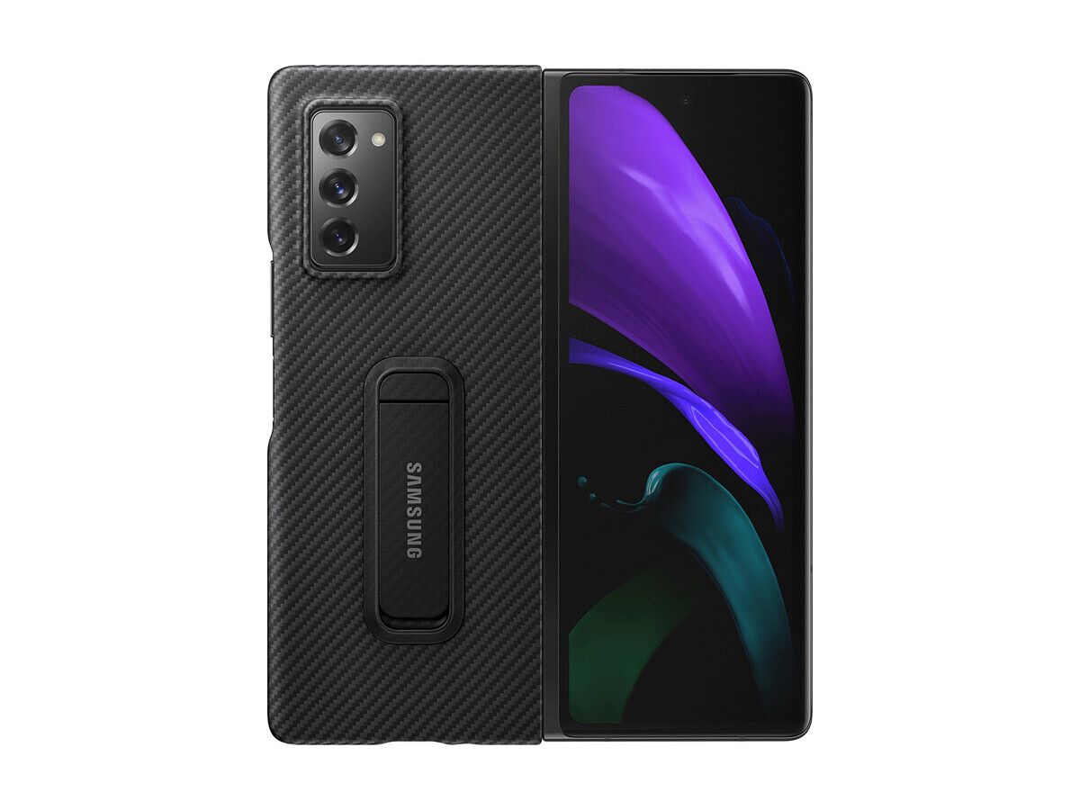 Samsung's Aramid cover is just as versatile as the Galaxy Fold Z 2 itself! With two kickstands built in, you can prop your phone up any way you need to for the perfect viewing angle and it should fit your phone snug!