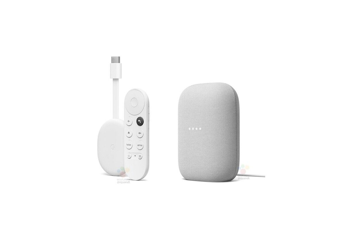 Google Chromecast with Google TV and Google Nest Audio smart speaker