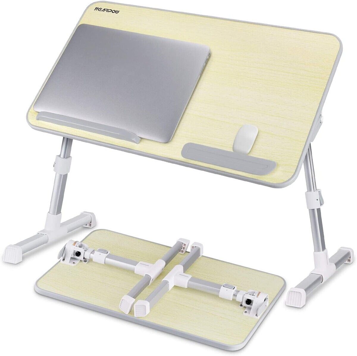 Lay down and feel better while getting some work done with an adjustible laptop tray table! Nearpow's offering has four heights and different angles available, and enough room for both your laptop and a mouse.