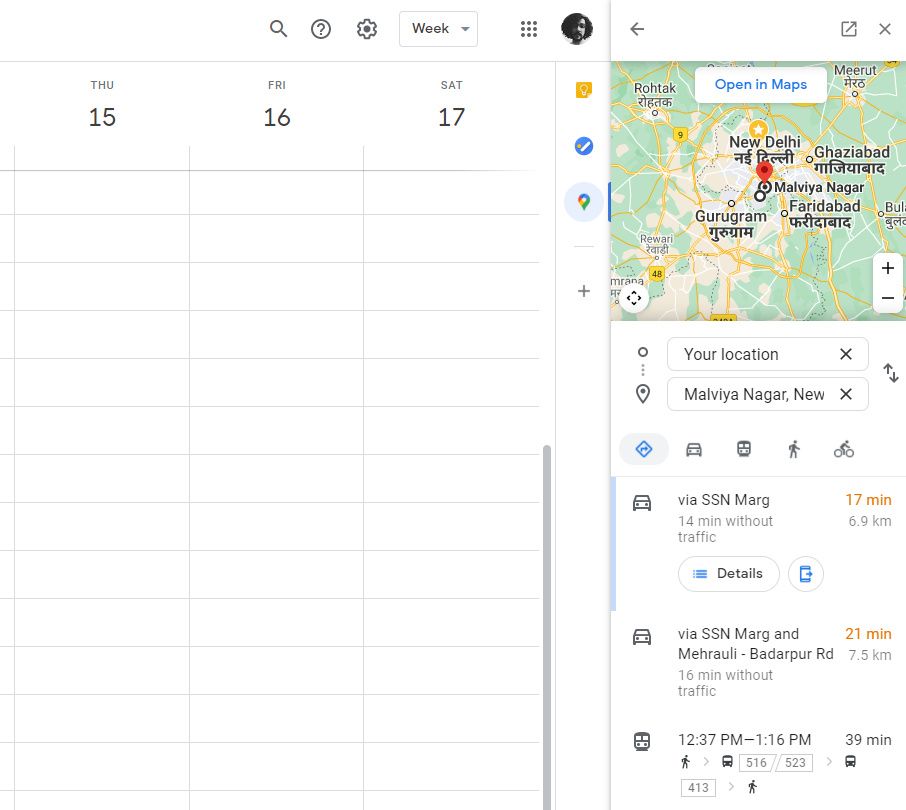 Google Calendar on the web adds a Google Maps panel for quick access