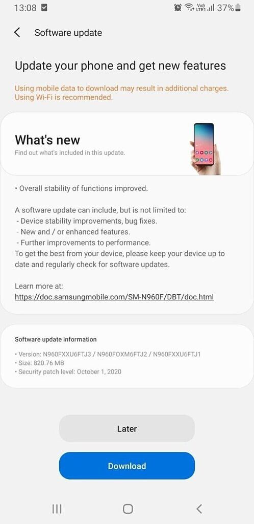 Galaxy Note 9 One UI 2.5