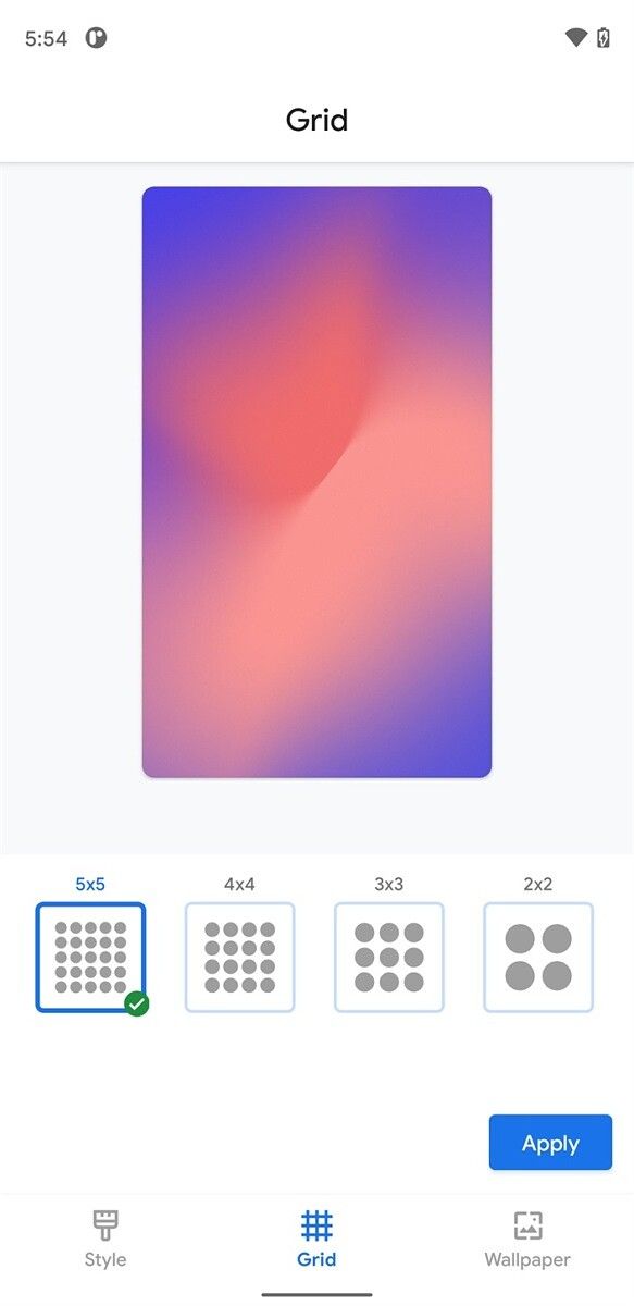 Download Pixel Launcher from the Google Pixel 5 adds grid size options