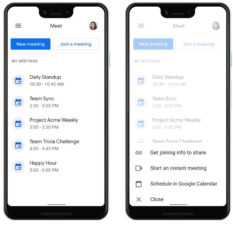Google Meet for Android updated UI