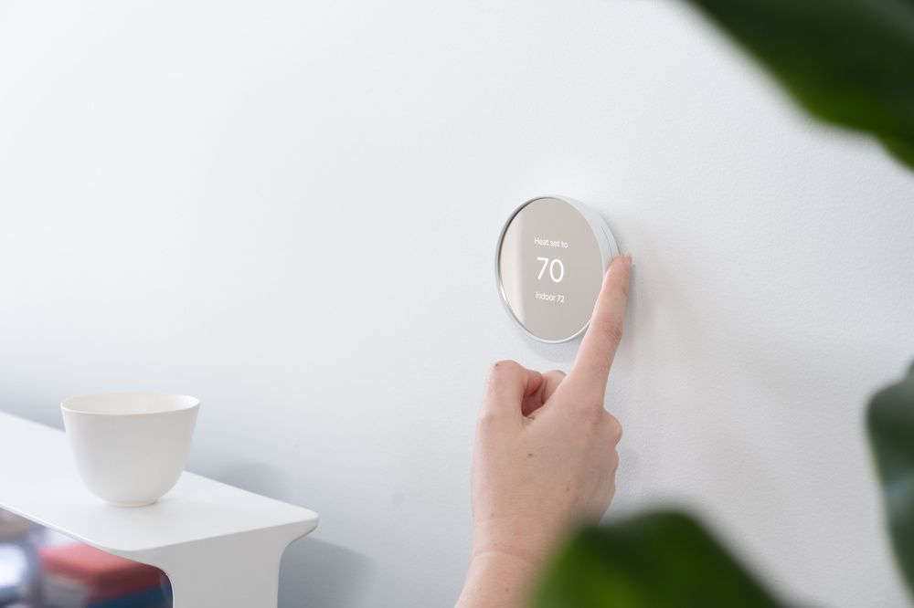 Google Nest Thermostat on the wall