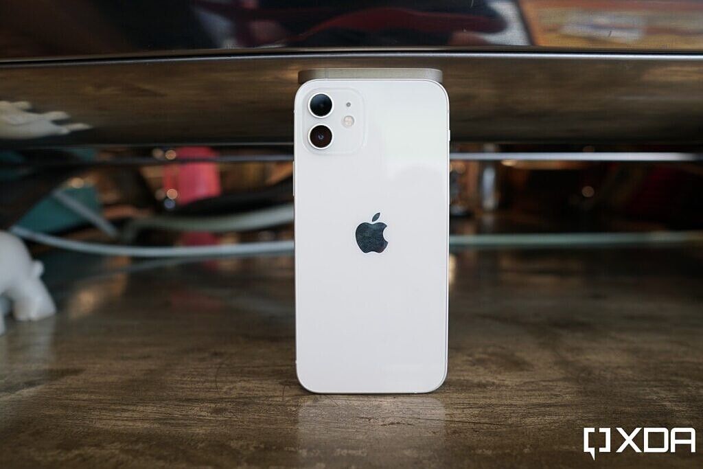 iPhone 12 in white.